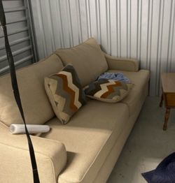 Fusion Furniture Couch Beige Fabric Two-Seat Sofa