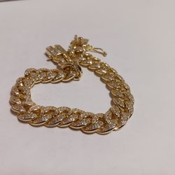 14kt Yellow Gold Sterling Silver Baguette Bracelet 