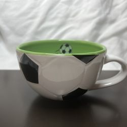 Soccer  Mug Green White Black.