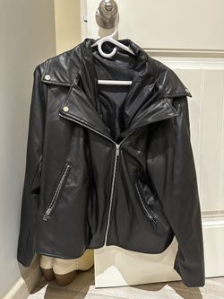 Faux Leather Jacket Black Size 1XL