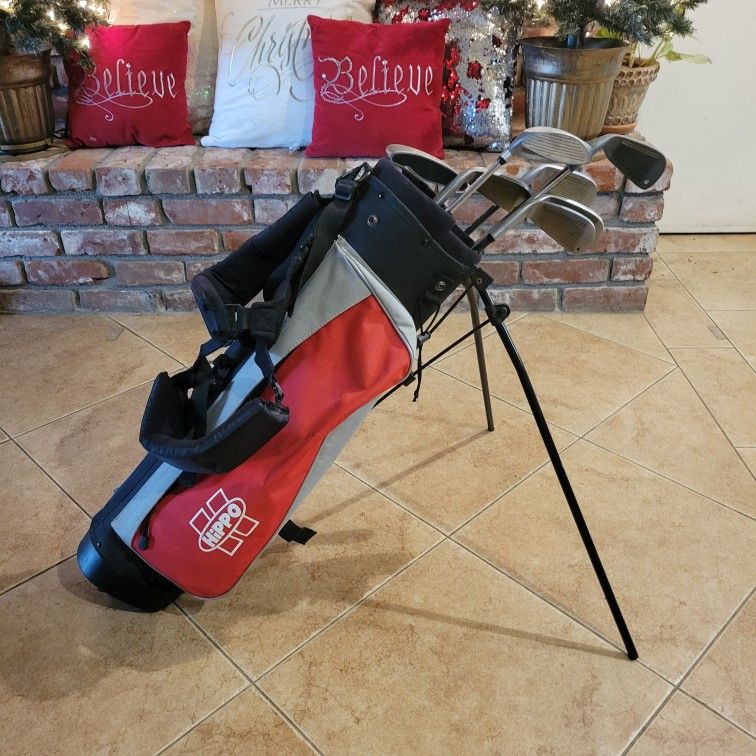 Hippo Junior Golf Club Set With Bag. Excellent Condition 