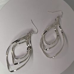 Triple Silver-Tone Twisted Wavy Drop Earrings