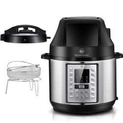 6.5Qt Pressure Cooker and Air Fryer Combos, 21-in-1 Programmable Pressure Pot with Detachable Pressure & Crisp Lid, LED Digital Touchscreen, 3Qt Air F