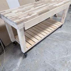 Butcher Block Table With Pullout Drawers