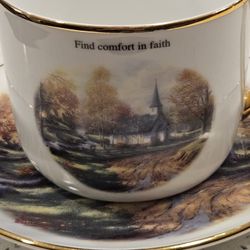 Thomas Kincaid Cup & Saucer Gold Trim, Excellent Condition in My Cabinetfrom Tera Flora