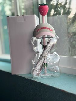Starbucks Pink Strawberry Bearista Glass Bear Cup