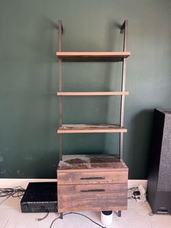 Wooden shelves with drawers