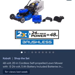 48-volt, 20-in Cordless Self-propelled Lawn Mower with 2 24-volt, 5 Ah Battery Included