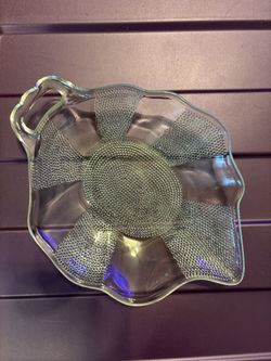 Vintage Jeannette Glass Dew  Drop Relish Dish With Handle 