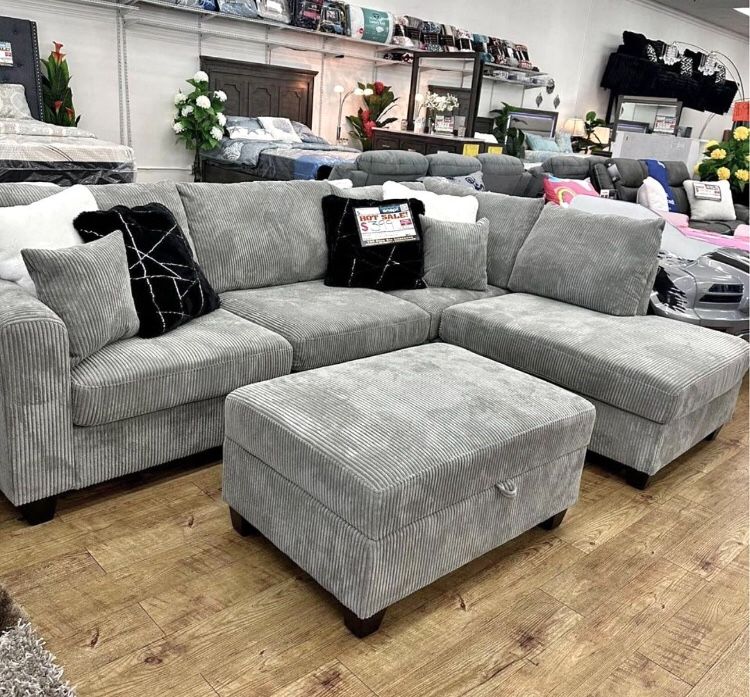 ✅ On Sale $475 3-pc Sectional Sofa With Storage Ottoman