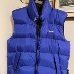 Vintage Bear USA Men’s Bubble Down, Reversible Vest - Blue and Black. Size L