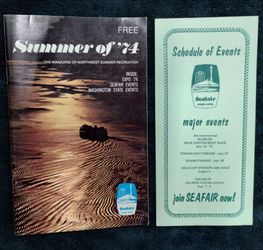 Vintage 1974 Summer of '74 magazine, Seafair/Expo '74/Washington State events, Seafair schedule