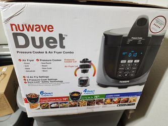  Nuwave Duet Pressure Cook and Air Fryer Combo Cook; Stainless  Steel Pot & Rack; Non-Stick Air Fryer Basket; Steam, Sear, Saute, Slow  Cook, Roast, Grill, Bake, Dehydrate, Pressure Cook & Air