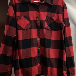 Women’s Long Sleeve Red Plaid Button Down Shirt