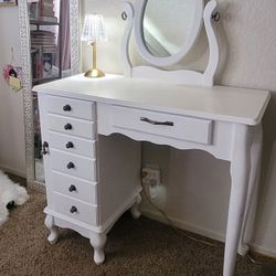 Restored Antique Vanity with Mirror and Drawers  
