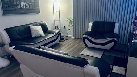 Modern 3-Piece Black & White Living Room Sofa Set