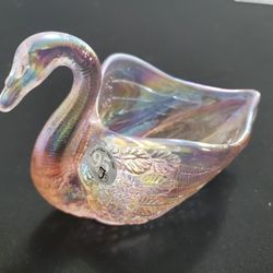 Fenton Pink Opal Essense Swan Anniversary Edition