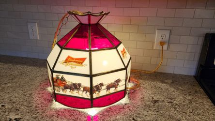 Hand Crafted, Stain Glass, Tiffany Budweiser Lamp