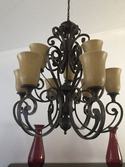 Bronze rod iron chandelier and pendant light