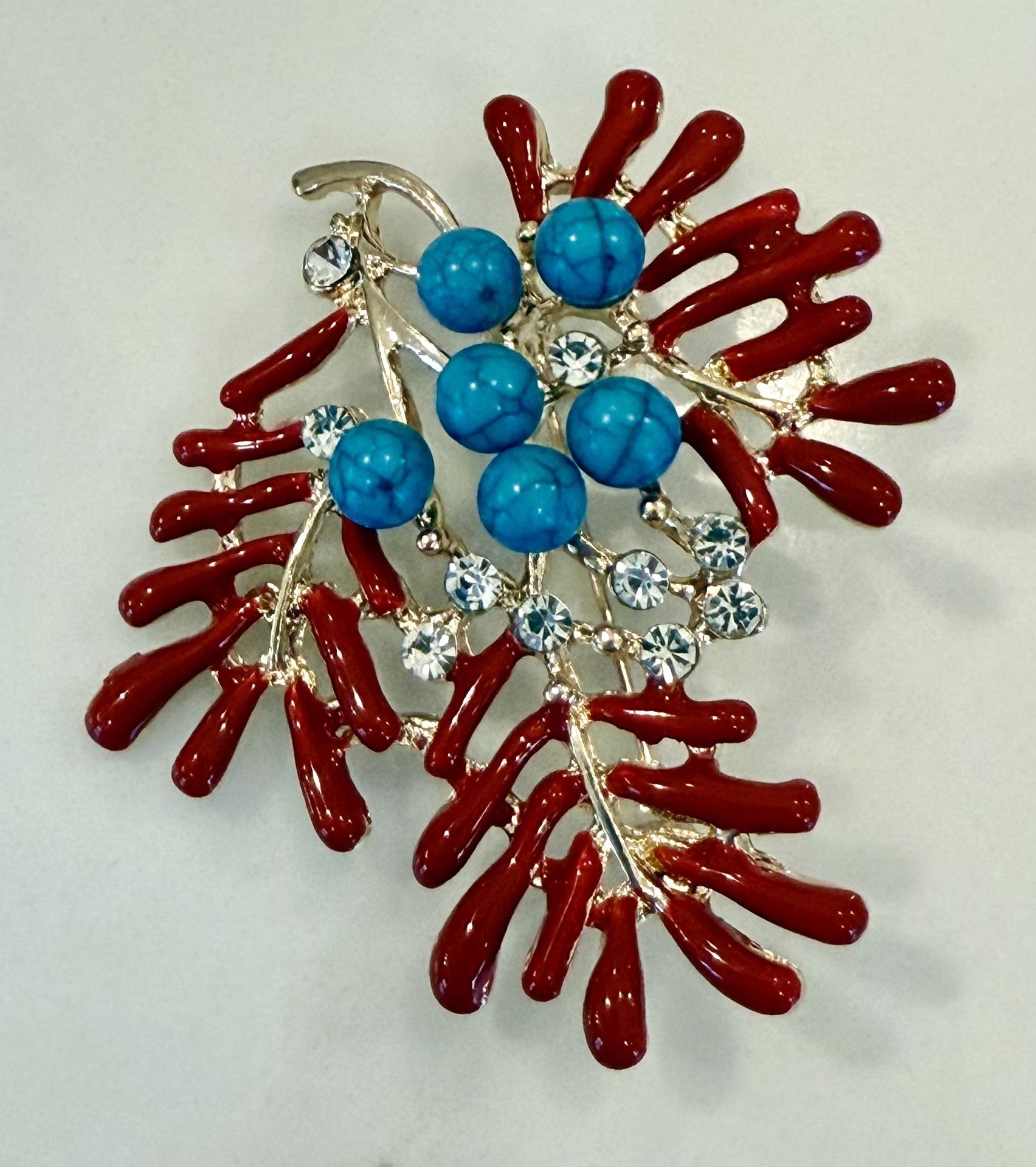 Women’s Enamel Coral Sea Plant Pins Banquet Brooch