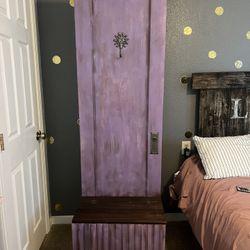 Solid Wood Rustic Hall Tree With Storage Bench