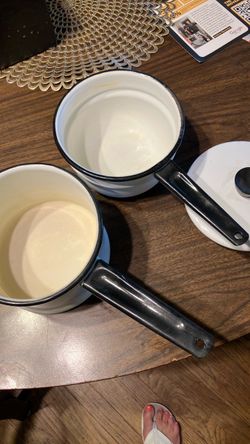 Vintage  White enamel double boiler