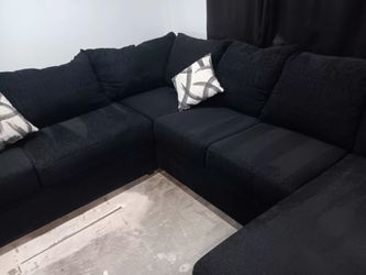 Black Fabric Sectional Sofa