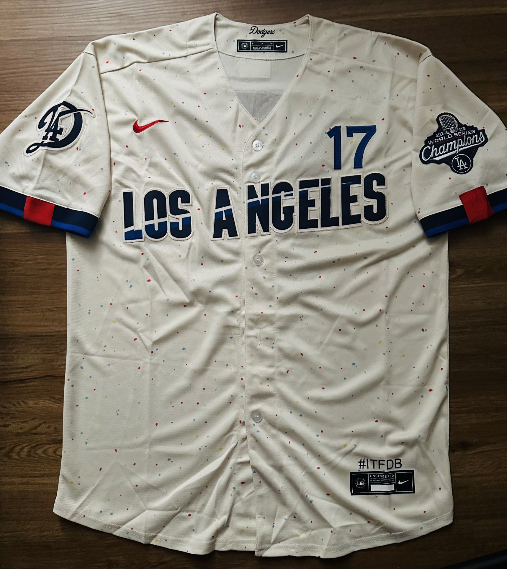 Los Angeles Dodgers 2025 World Series Champions Jersey Stitched City connect Cream white Ohtani