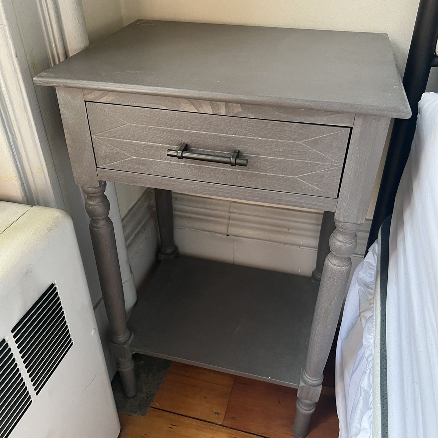 Gray Wood Nightstand With Details