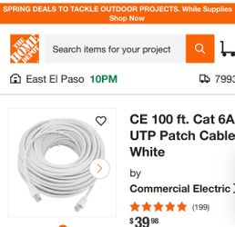 CAT6A Patch ethernet cable 100 ft
