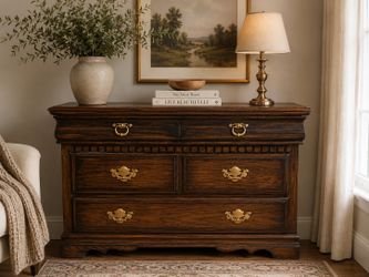 Refinished Bassett Solid Oak Dresser