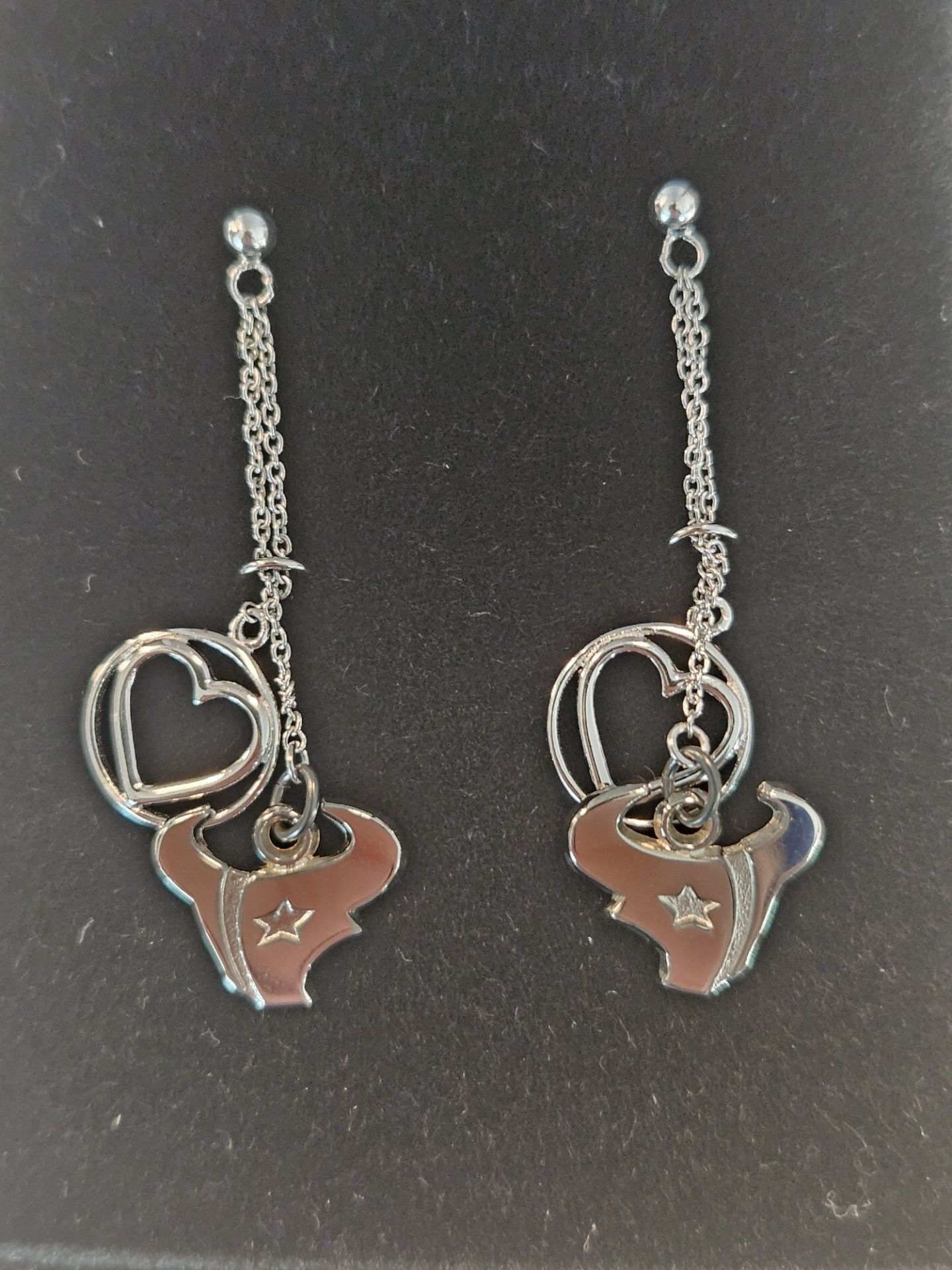 Houston Texans NFL Football LogoArt .925 Silver Dangle Earings