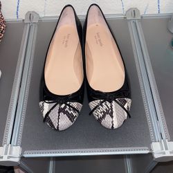 Kate Spade Black Snake Skin Skimmer Ballet Flats 