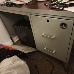 Metal Desk With Three Drawers
