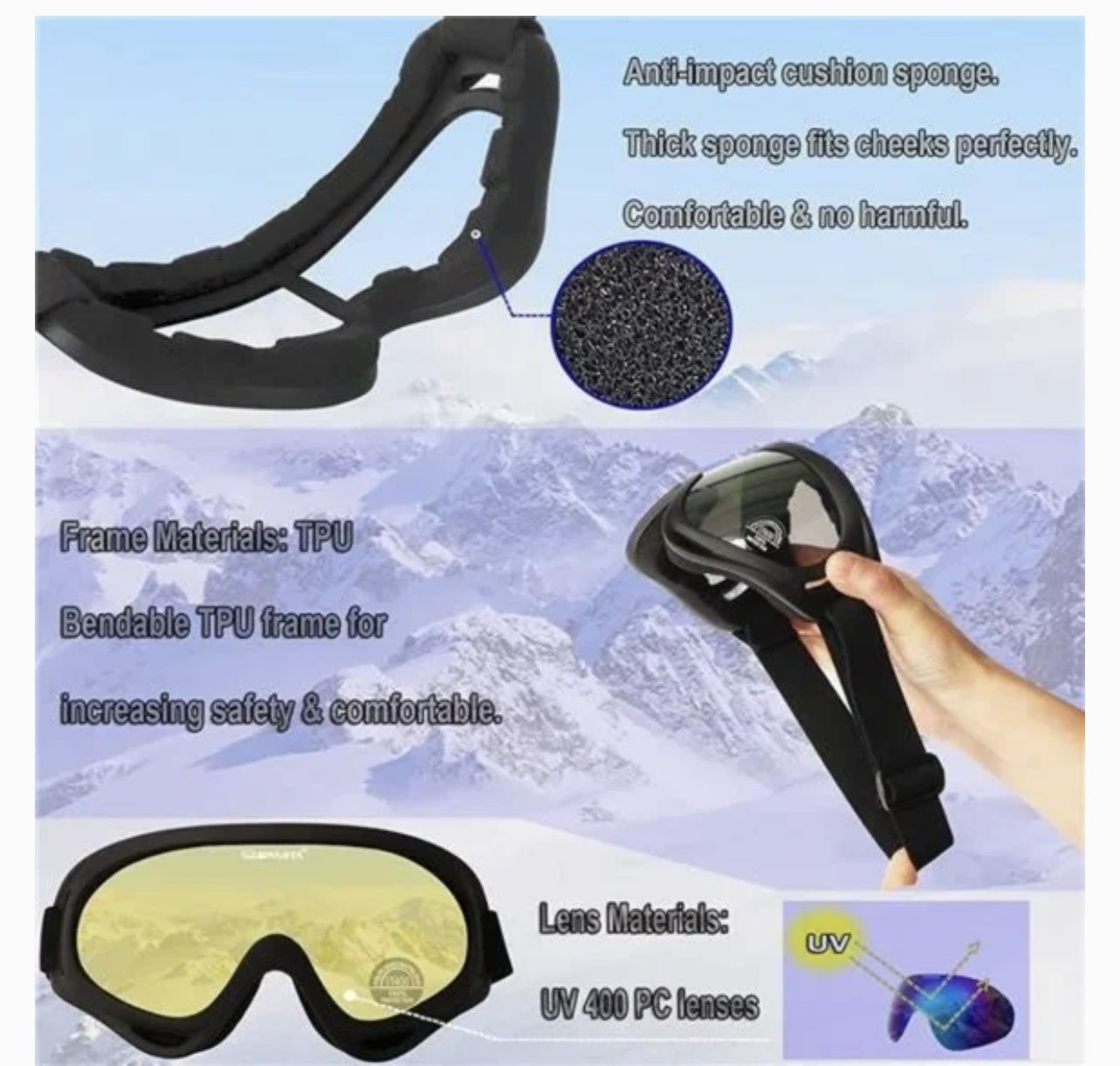 Outdoor Sparta 2-Pack Snow Ski Goggles, Snowboarding Goggles Motorcycle Glasses 