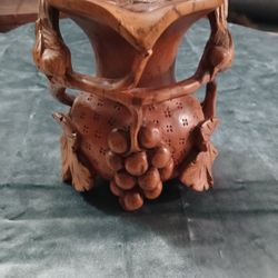 Vintage Hand Carved Wood Vase