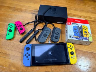 Nintendo Switch Console Bundle with Dock + Extra Joy-Cons + Fortnite Joy-Con Box