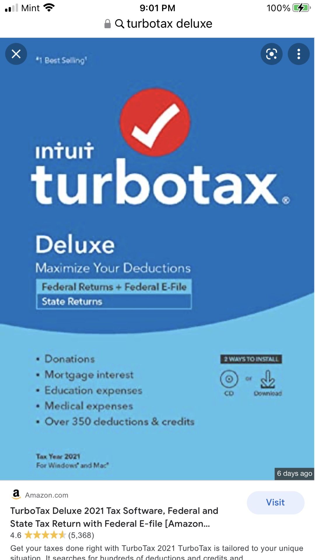 TurboTax Deluxe 2021 - State And Federal