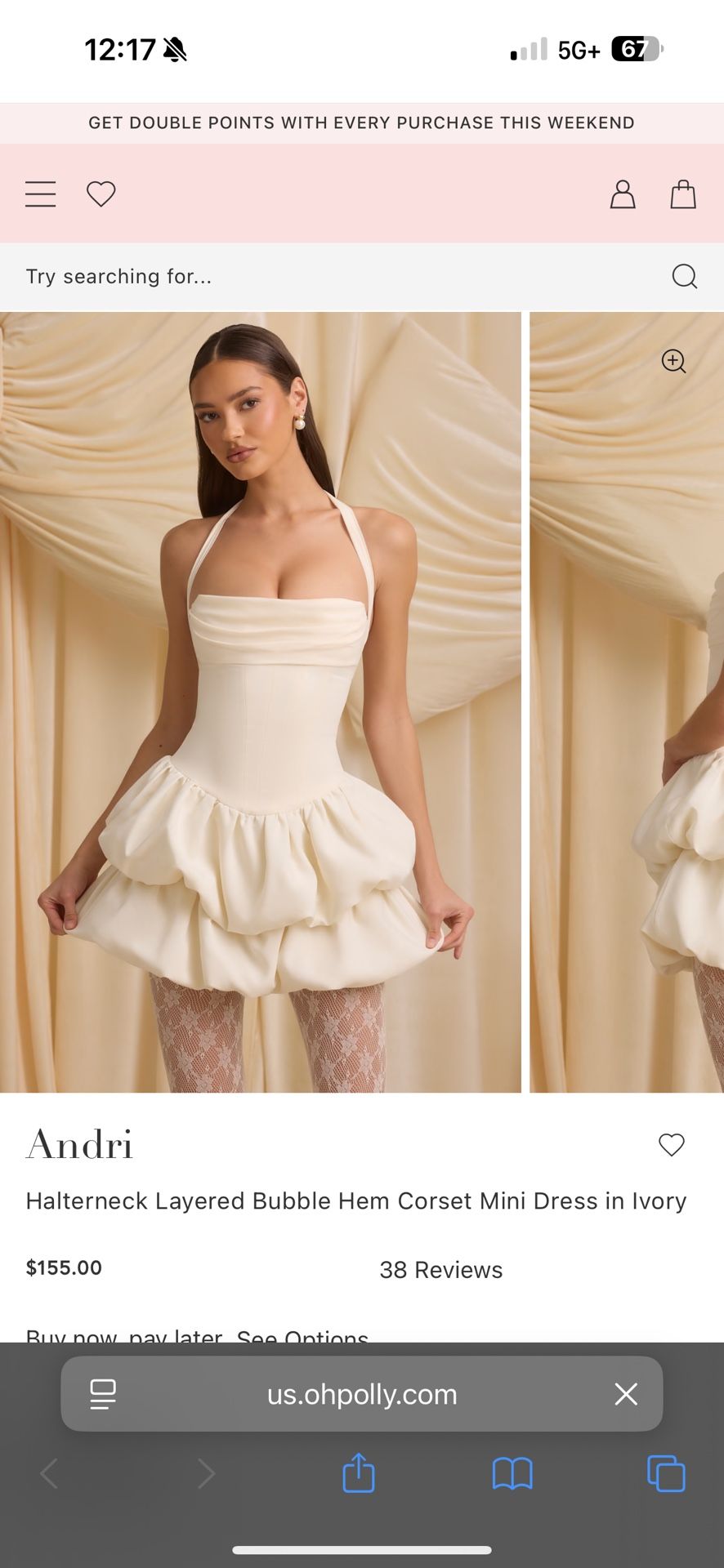 Halterneck Layered Bubble Hem Corset Mini Dress in Ivory