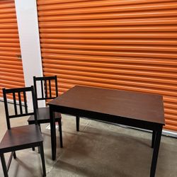 Wood Dining Table + 2 Dining Chairs 