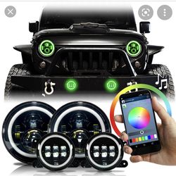 Black housing headlights and fog lights for jeep Wrangler JK