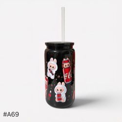 Labubu Black Acrylic Plastic Tumbler Cup 16oz