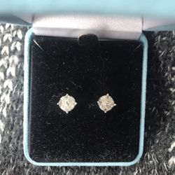 Diamond Stud Earrings 1/2 Carat Sterling Silver