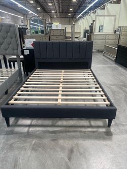 Dark Gray Upholstered Bed Frame| king queen full all sizes available!