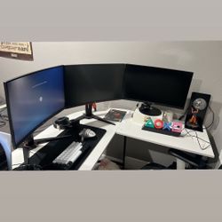 3 Curved 24 Inch Adjustable Gaming Monitors (can Also Purchase Each Individually)