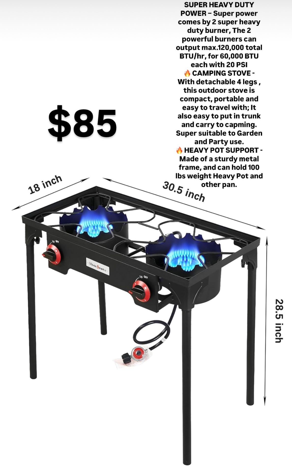 Supper Quemadores De Alta Presion Nuevo Con Mangera/ New Stove 2 Burner