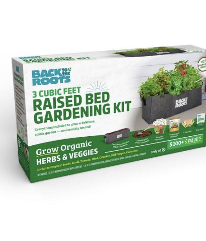 Back to the Roots Organic Raised Bed Gardening Kit with Soil, Seeds, and Plant Food