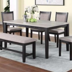 Brand New Black & Grey 6pc Dining Table Set