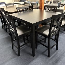 Black 5pc Dining Set Counter Height 