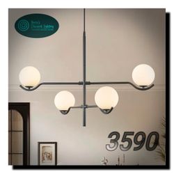 CATINER Black Sputnik Chandelier, Modern 4 Lights L31 '' Large Mid Century Long Ceiling Pendant Light Fixtures